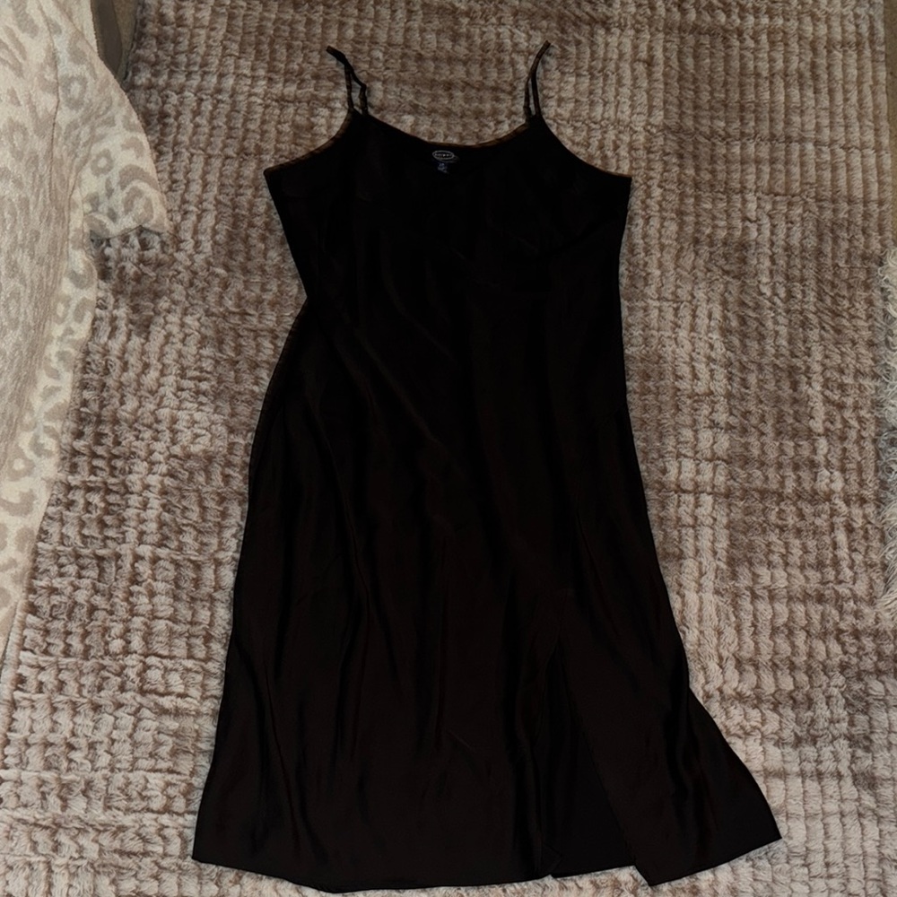 Scoop NYC Black Spaghetti Strap Slip Midi Dress